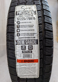 Provider 225/75R15 Load Range E 10 ply Trailer Tire Only - alternate angle | AAA Trailer