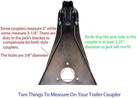 RAM A-Frame Trailer Tongue Jack - Side Wind - 15" Lift - 2,000 lbs - 2,000 lbs - close-up view | AAA Trailer