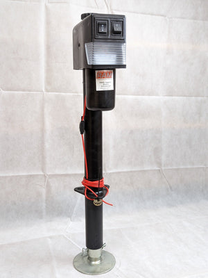 RAM Power Tongue Jack 3500# Lift Black, 18" Travel, Drop Leg - 3500 lbs - full product view | AAA Trailer