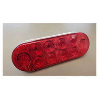 Red 6-1/2" oval LED trailer stop/tail/turn light – front view, red lens with 10 LED diodes, DOT FMVSS 108