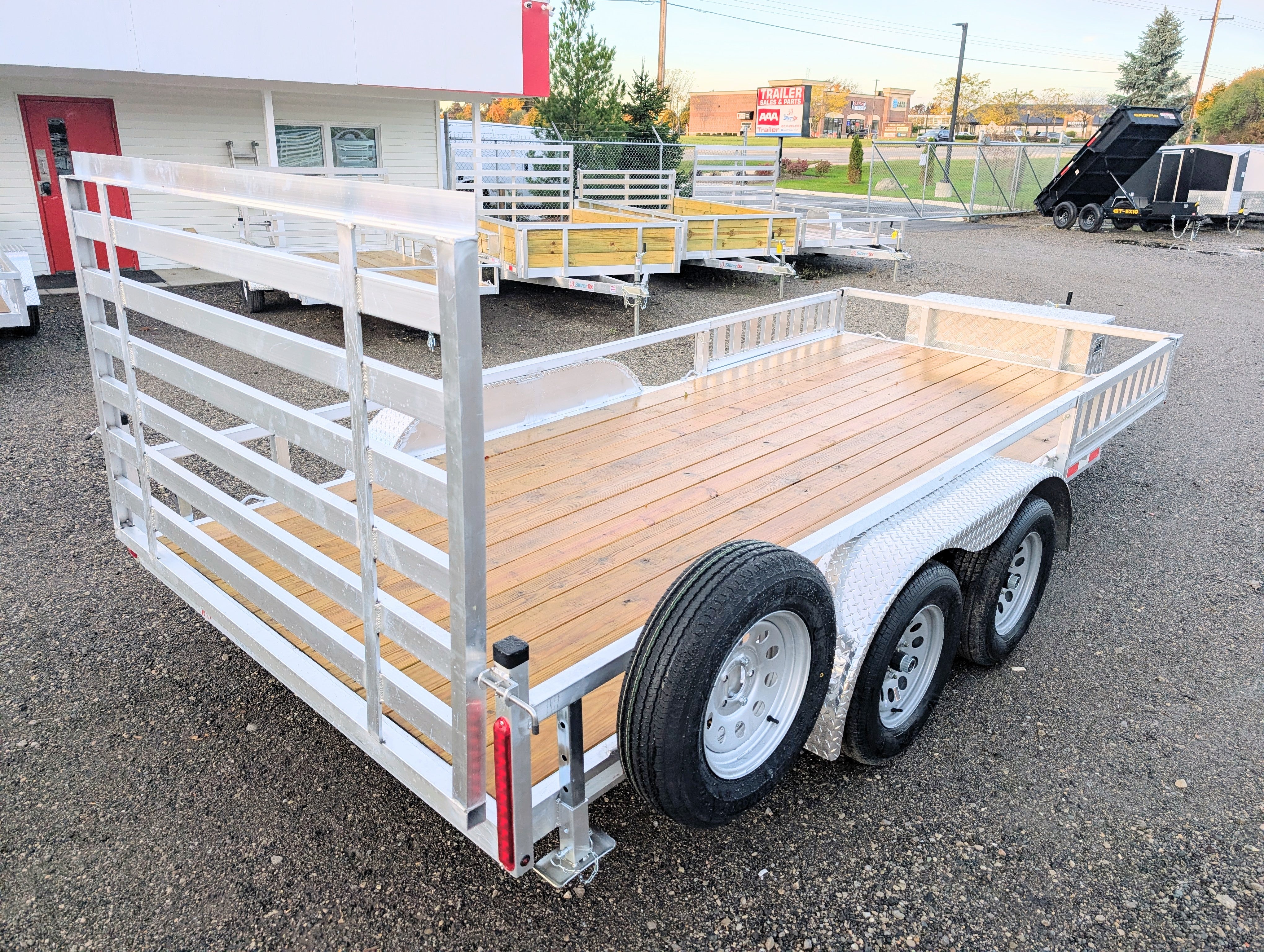 Silver Ox 7x16 Tandem Axle Aluminum Utility Trailer with HD, Side Ramps, Tongue Box & Spare Tire