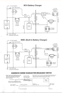 Wiring diagram for a Jammy trailer brake battery charger system with labeled components and connections.