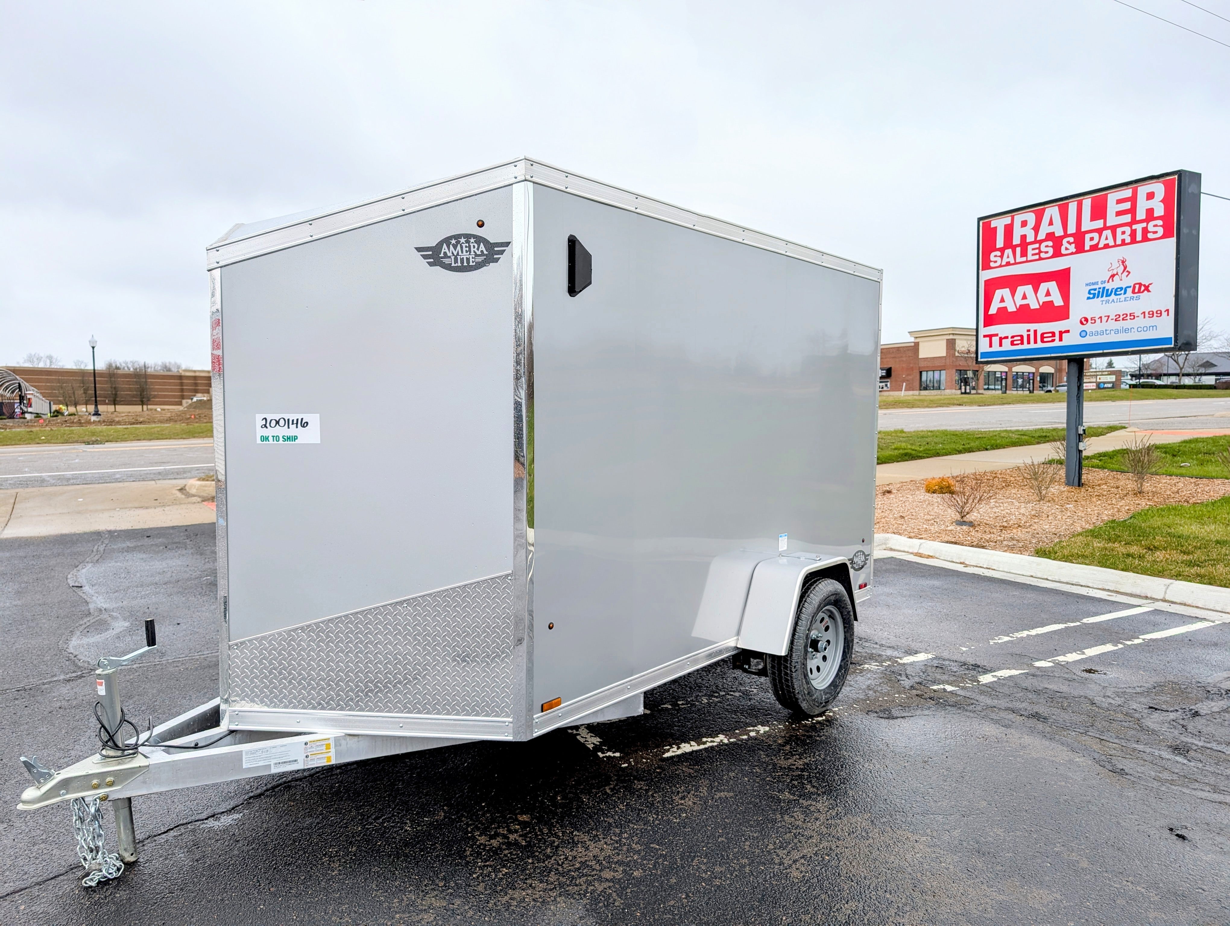 Amerilite Aluminum 6x10 V Nose With Ramp Door Cargo / Enclosed Trailer -Stock# 200146
