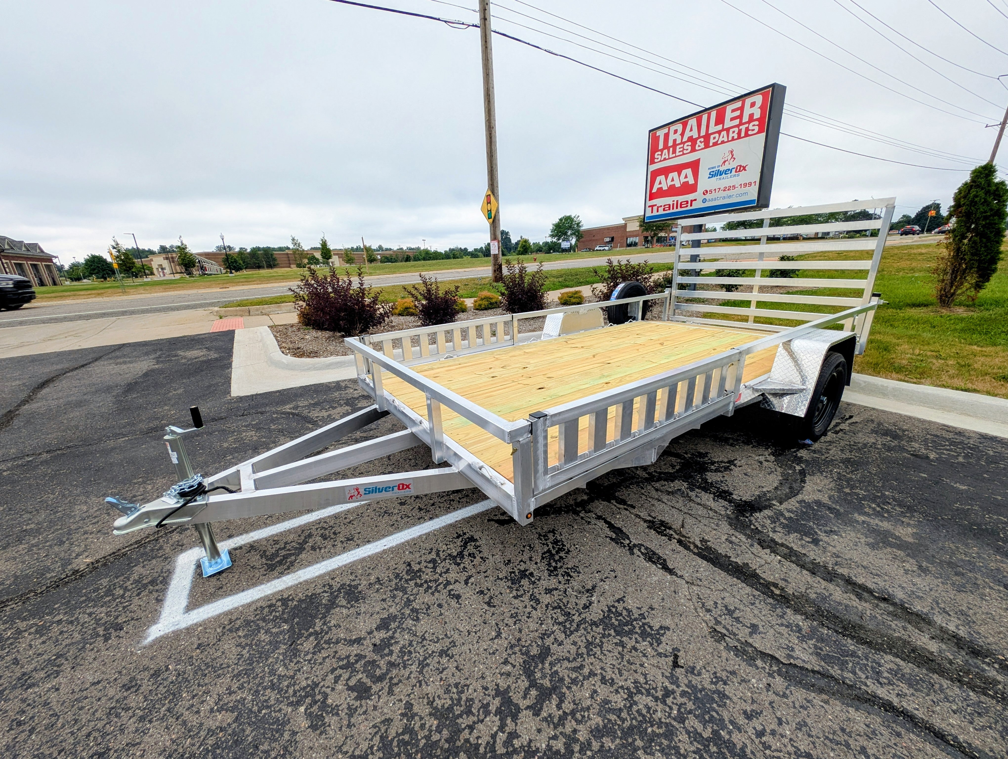 Silver Ox 7x14 Aluminum Utility Trailer – Single Axle ATV Side Ramps + 2 ft Dovetail
