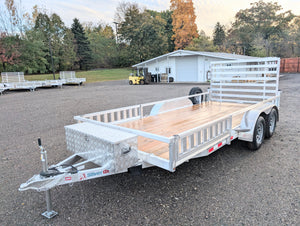 Silver Ox 7x16 Tandem Axle Aluminum Utility Trailer with HD, Side Ramps, Tongue Box & Spare Tire