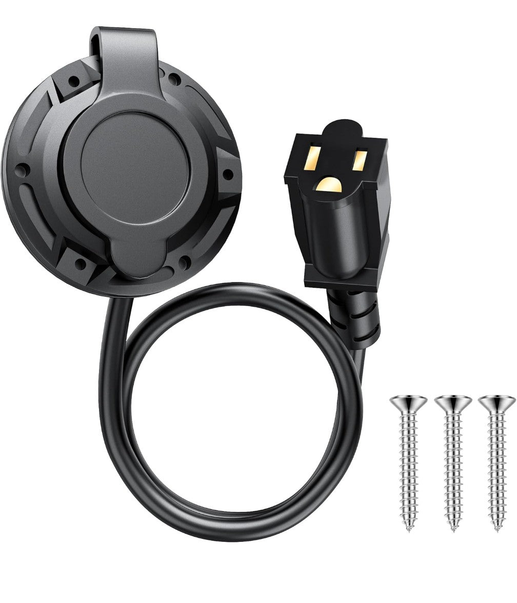 Trailer Power Inlet Shore Power 115 Volt AC Cord Port Plug 20 Amp RV Electrical Outlet