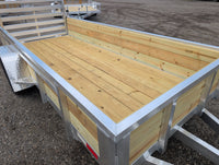 Silver Ox 5x12 Single Axle Woody 3 Board Woodside Aluminum Utility Trailer w Bi-Fold Ramp Gate - view 4