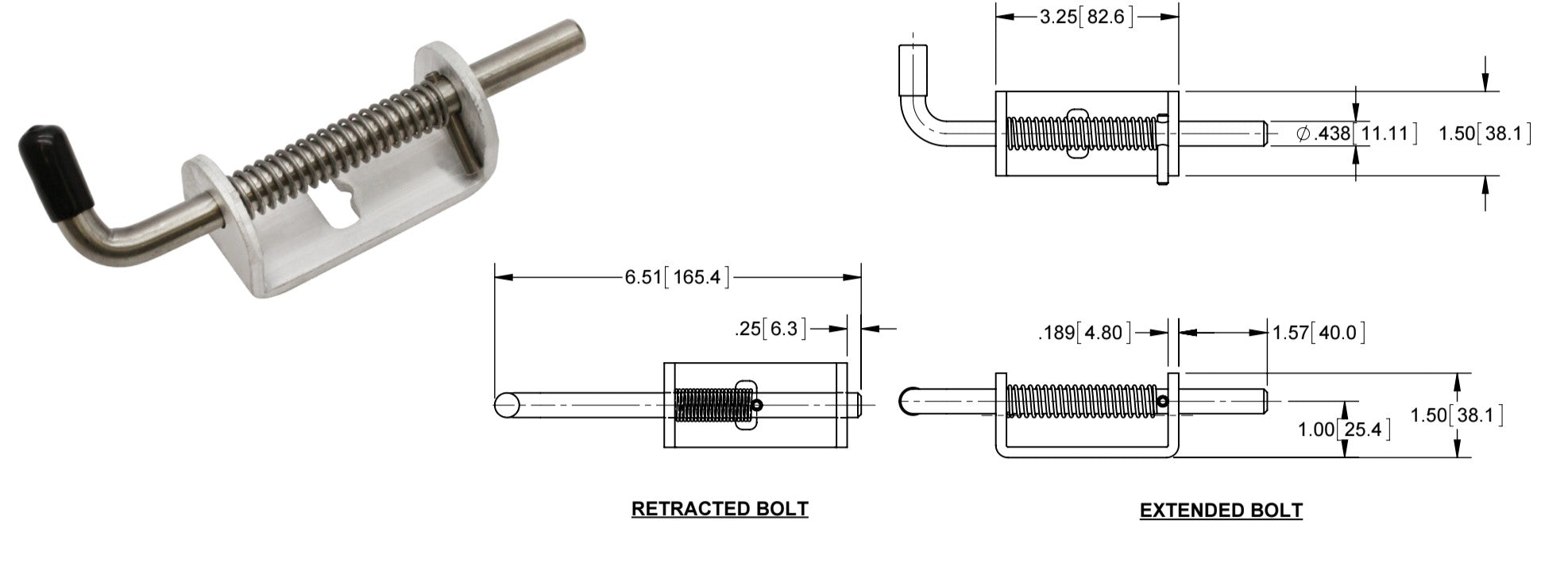 Sierra Pacific Aluminum Weld On Spring-Loaded Bolt Latch for Trailer Ramp Gates