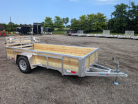 Silver Ox 5x12 Single Axle Woody 3 Board Woodside Aluminum Utility Trailer w Bi-Fold Ramp Gate