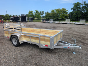 Silver Ox 5x12 Single Axle Woody 3 Board Woodside Aluminum Utility Trailer w Bi-Fold Ramp Gate