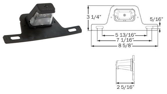 LED License Plate Light for Trailer Bracket Mount