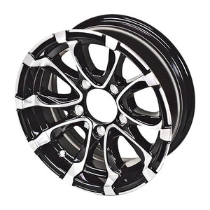 13x5 RSR Aluminum Trailer Wheel — 5-Lug on 4.5" Bolt Pattern, Black Inlay Machined Spoke Finish | WA326