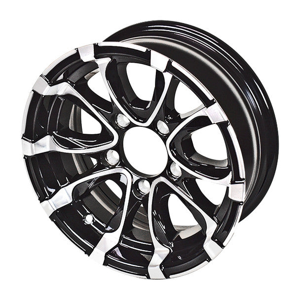 13x5 RSR Aluminum Trailer Wheel — 5-Lug on 4.5" Bolt Pattern, Black Inlay Machined Spoke Finish | WA326