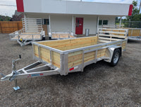 Silver Ox 5x12 Single Axle Woody 3 Board Woodside Aluminum Utility Trailer w Bi-Fold Ramp Gate - view 3