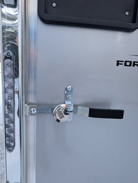 Shrouded Stainless Combination Keyless Disc Steel Pad Lock for Cargo Trailers - detail view | AAA Trailer