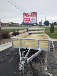 Silver Ox 6x10 Single Axle Woody 3 Board Woodside Aluminum Utility Trailer w Bi-Fold Ramp - 2,500 lb, 6x10 - detail view | AA