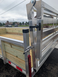 Silver Ox 6x10 Single Axle Woody 3 Board Woodside Aluminum Utility Trailer w Bi-Fold Ramp - 2,500 lb, 6x10 - close-up view | 