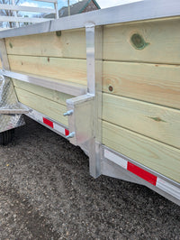 Silver Ox 6x12 Aluminum Utility Trailer – 24” Sides | Ramp Gate | ELECTRIC BRAKES - 2,715 lb, 6x12 - close-up view | AAA Trai