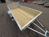 Silver Ox 6x12 Aluminum Utility Trailer – 24” Sides | Ramp Gate | ELECTRIC BRAKES - 2,715 lb, 6x12 - close-up view | AAA Trai