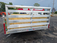 Silver Ox 6x12 Woody Woodside Trailer — rear view showing Silver Ox logo, 3-board wood sides, aluminum extrusion rail and LED lights at AAA Trailer Howell MI