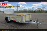 Silver Ox 6x12 Aluminum Utility Trailer – 24” Sides | Ramp Gate | ELECTRIC BRAKES - 2,715 lb, 6x12 - full product view | AAA 