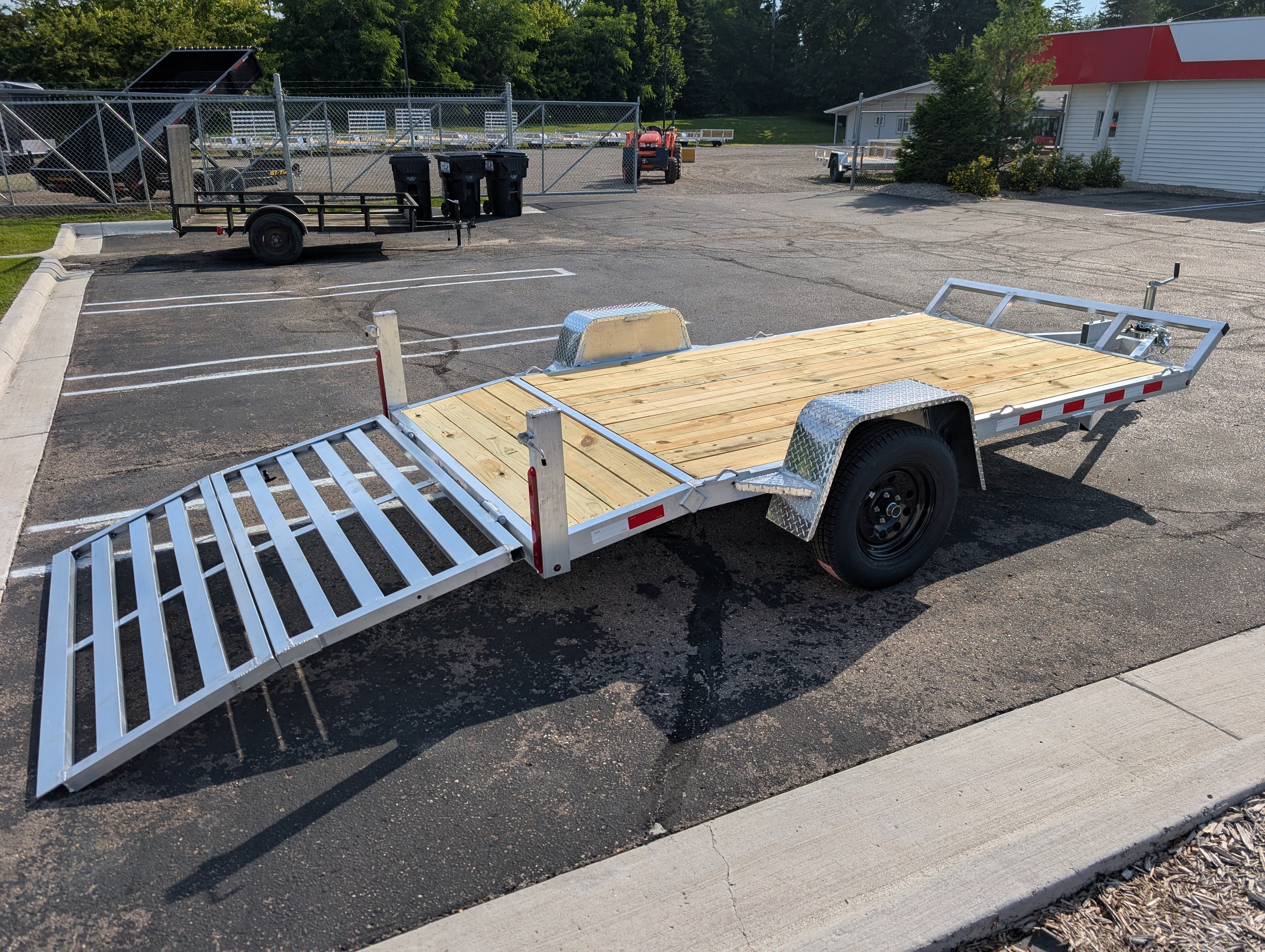 Silver Ox 6x12 Flat Deck Aluminum Utility Trailer — 2' Dovetail & Folding Ramp | Single Axle