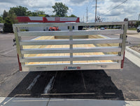 Silver Ox 7x14 aluminum ATV trailer - folding rear ramp gate down for loading ATVs and equipment