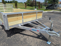 Silver Ox 7x14 aluminum ATV trailer - 18 inch wood side rail and stake pocket detail