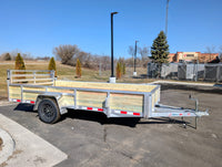 Silver Ox 7x14 aluminum trailer - full front exterior view