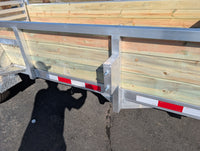 Silver Ox 7x14 aluminum trailer - interior deck view from rear showing tie down points