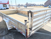 Silver Ox 7x14 aluminum trailer - folding rear ramp gate down for loading ATVs and equipment