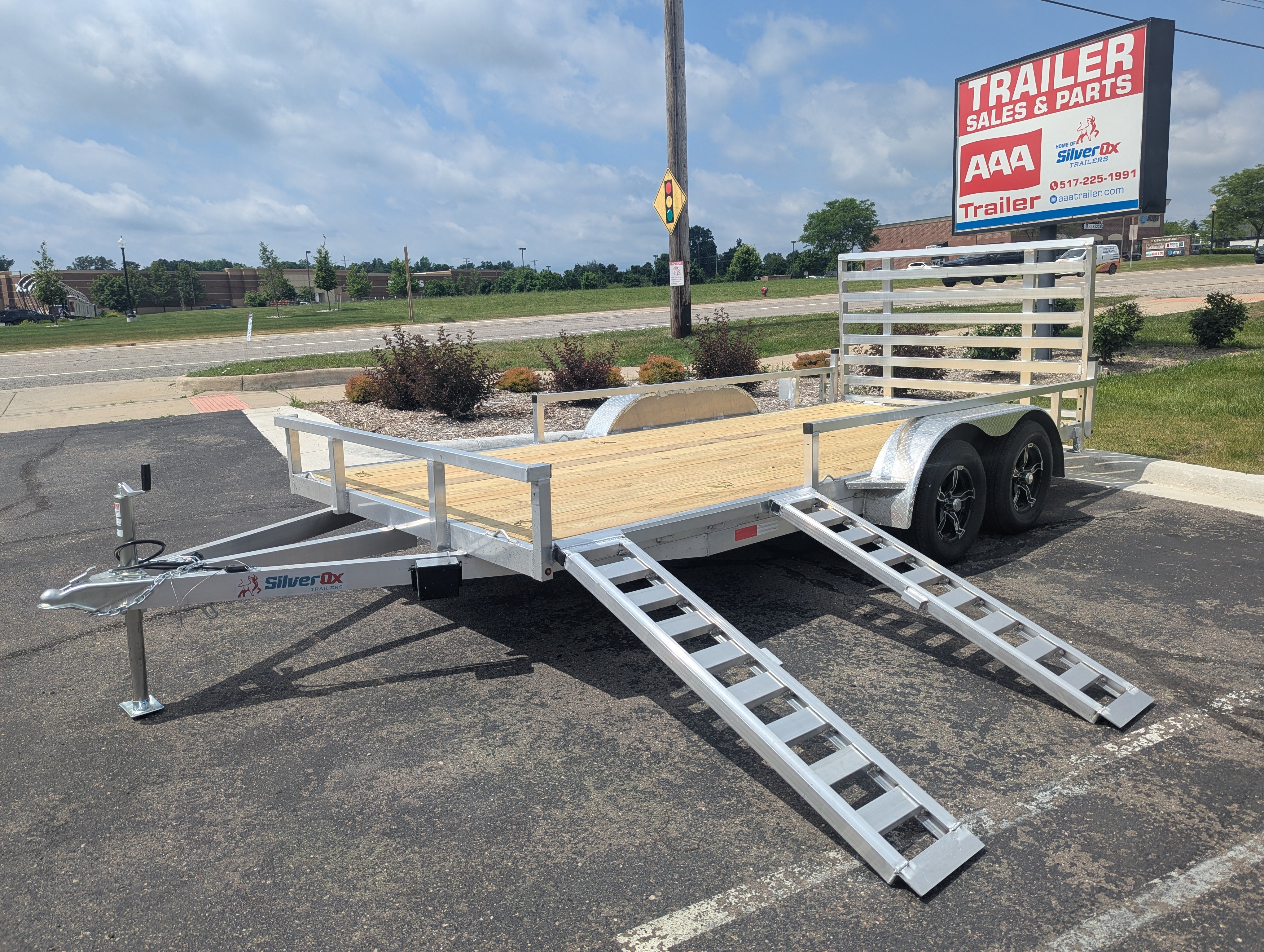 Silver Ox 7x16 Tandem Axle Aluminum Utility Trailer — HD Package with ATV Side Ramps