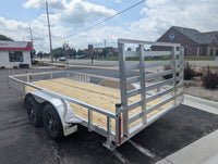 Silver Ox 7x16 tandem aluminum utility trailer HD - rear three quarter view with both ramps stowed