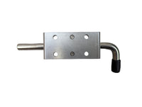 Spring Latch w/Aluminum Base and 7-5/16" Pin - 7/16" Diameter Wallace Forge Tipper - close-up view | AAA Trailer