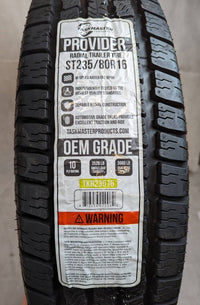 ST 235/80R16 Provider Load Range E Trailer Tire - alternate angle | AAA Trailer