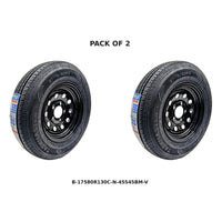 ST175/80R13 Trailer Tire & Black Mod Wheel – Set of 2 – Load Range C | — Pack of 2 | AAA Trailer
