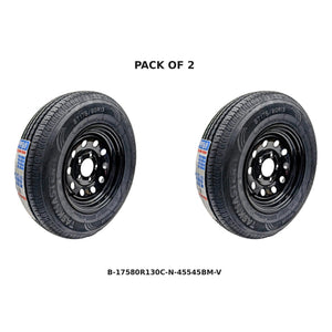 ST175/80R13 Trailer Tire & Black Mod Wheel – Set of 2 – Load Range C | — Pack of 2 | AAA Trailer