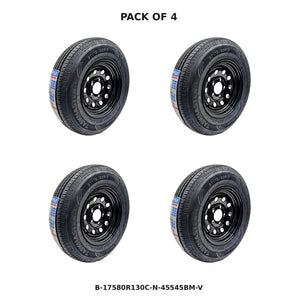 ST175/80R13 Trailer Tire & Black Mod Wheel – Set of 4 – Load Range C | — Pack of 4 | AAA Trailer