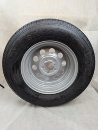 Tamarack ST205/75/15 Load C Gray Mod Wheel 5-4.5 Trailer Wheel and Tire - close-up view | AAA Trailer