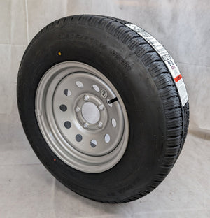 Taskmaster ST205/75R14 Radial Trailer Tire & 14" Silver Vesper Wheel - full product view | AAA Trailer