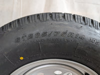 Taskmaster ST205/75R14 Radial Trailer Tire & 14" Silver Vesper Wheel - close-up view | AAA Trailer