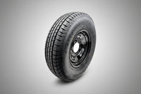 ST235/80R16 Trailer Tire and Wheel – Taskmaster Provider Load Range E (10 Ply) 16" 8-Lug Black Steel Wheel - detail view | AAA 