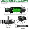Winch 9500lb Winch 12V Waterproof Electric Winch Synthetic Rope Winch with Wireless Remote and Corded Control for Truck SUV J