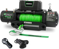 Winch 9500lb Winch 12V Waterproof Electric Winch Synthetic Rope Winch with Wireless Remote and Corded Control for Truck SUV J
