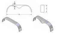 Tandem Smooth Round Teardrop Trailer Fender – 9" x 72" x 20.5" - 6x12 - detail view | AAA Trailer