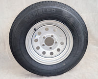 Taskmaster 185/80R13 Rambler ST Radial Trailer Tire with Silver Mod Wheel - detail view | AAA Trailer