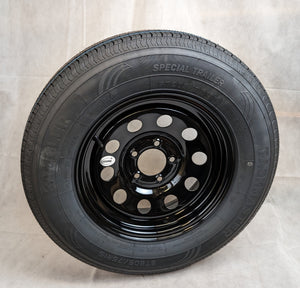 Taskmaster Rambler 205/75R15 ST Radial Trailer Tire with 15" Vesper Black Steel Wheel - full product view