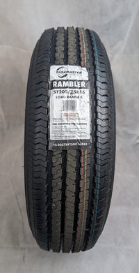 Taskmaster Rambler 205/75R15 Tire & Vesper 5-Lug Gray Steel Wheel - 1820 lbs, 50 PSI, 5x4.5 - detail view | AAA Trailer
