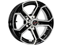 Taskmaster Trinity 15x5 Aluminum Trailer Wheel - Machined Black 5-Fork - detail showing machined silver spoke accents | AAA Trailer