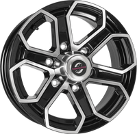 Taskmaster Trinity 15x5 Aluminum Trailer Wheel - Machined Black 5-Fork - alternate angle showing bolt pattern | AAA Trailer